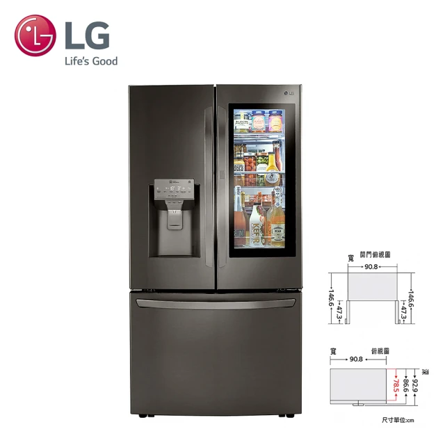 LG 樂金 821公升◆InstaView☆WiFi敲敲看門中門冰箱 星夜黑(GR-QBFL87BS)