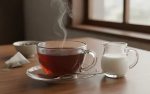 茶太澀怎麼辦？正在倒入牛奶製作鮮奶茶的過程