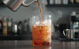 飲料店紅茶煮法示意圖，茶湯色澤紅潤清透