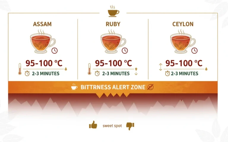 各種紅茶沖泡時間與水溫對照表